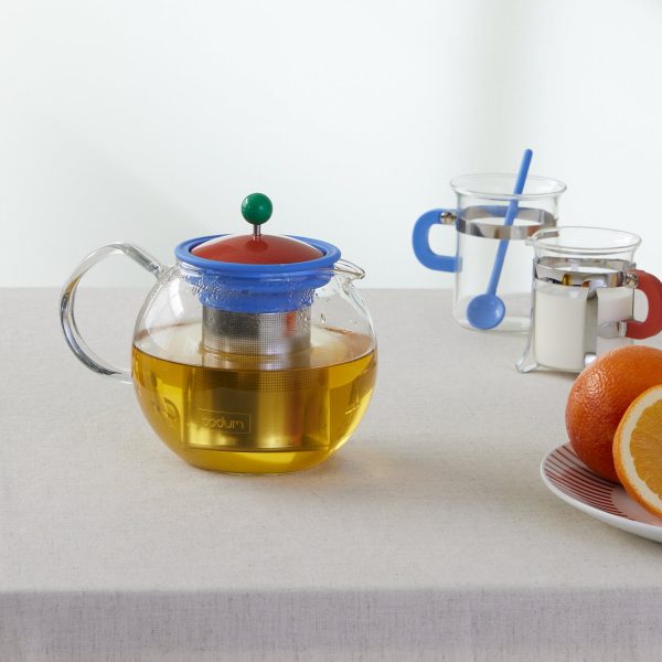 Bodum Assam Brew Teapot - Dark Coral/ Pale Blue