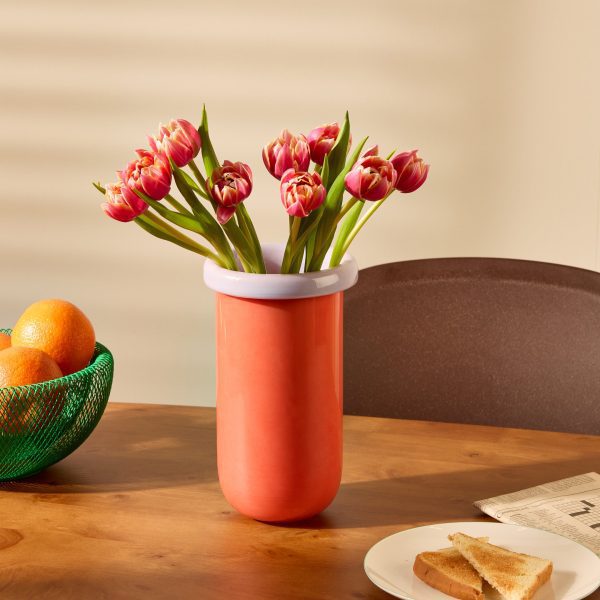 Plegado Glass Vase - Orange/ Pale Pink