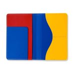 Primary Recycled Leather Passport Case - Blue/ Red