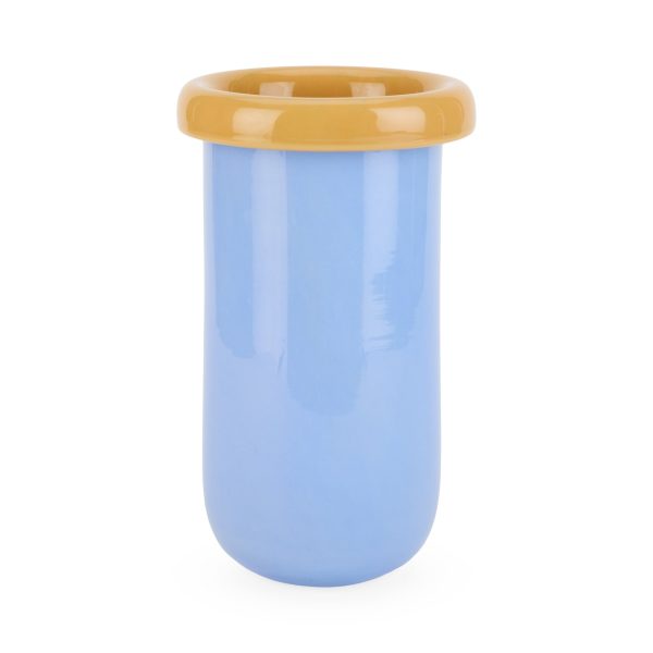 Plegado Glass Vase - Sky Blue/ Yellow