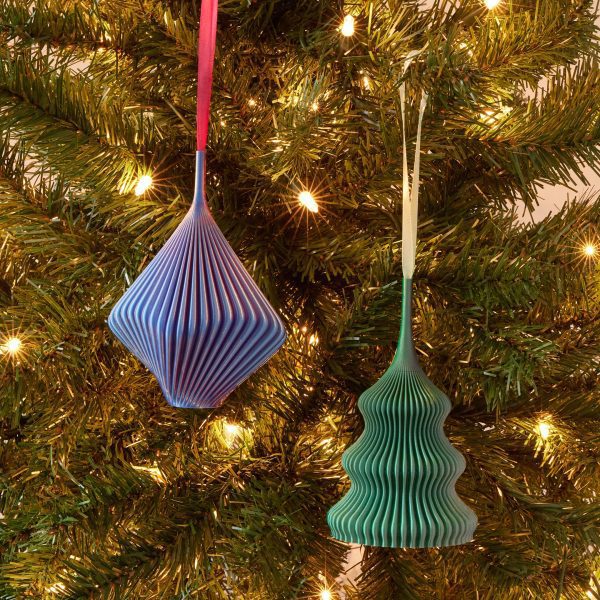 3D-Printed Holiday Ornaments - Set of 2 - Sage/Passion Fruit