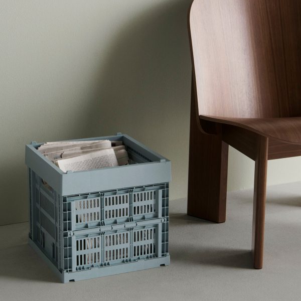 HAY Recycled Plastic Collapsible Color Crate - Dusty Blue