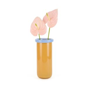 Plegado Glass Vase - Yellow/ Sky Blue