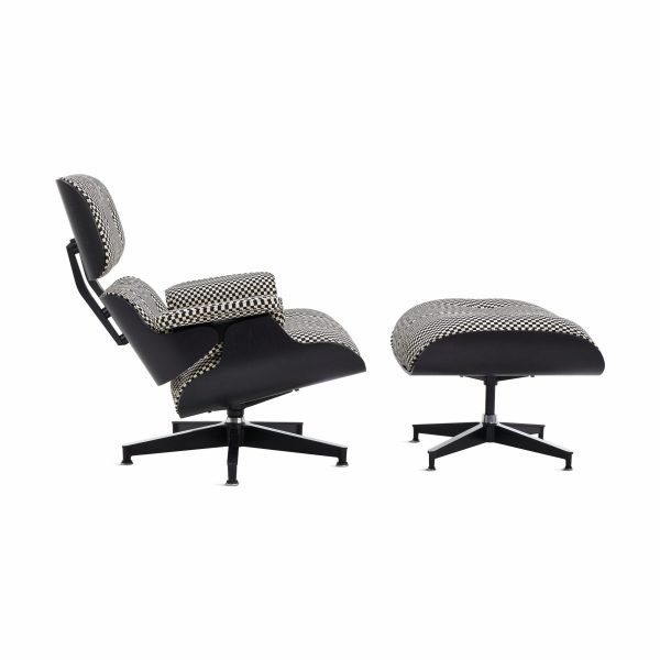 EamesĀ® Lounge Chair and Ottoman from Herman Miller - Ebony/ Black & White Checker Fabric
