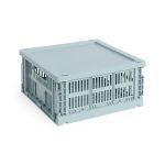 HAY Recycled Storage Bin Collapsible Plastic Lid - Dusty Blue