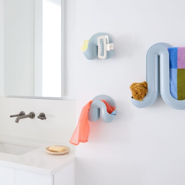 Swell Coat Rack & Wall Organizer - Blue/ Gray
