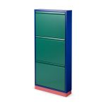 3-Drawer Shoe Rack & Storage Cabinet - Blue/ Green