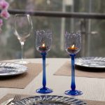 Eternal Blossom Glass Tea Light Holder - Lilac/ Blue