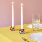 Faceted Orb Crystal Candleholder - Blue/ Lilac