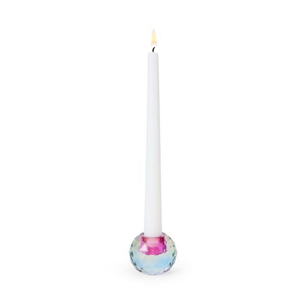 Faceted Orb Crystal Candleholder - Blue/ Lilac