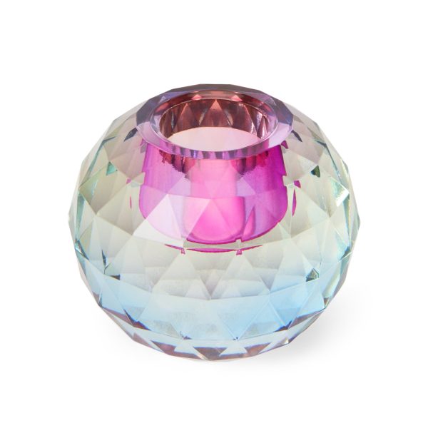 Faceted Orb Crystal Candleholder - Blue/ Lilac