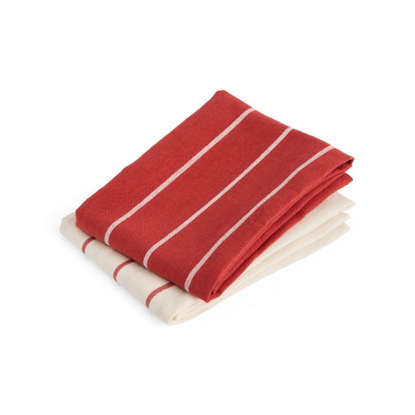 HAY Outdoor Market by Jasper Morrison Shop Tea Towels - Set of 2 - Beige/ Red