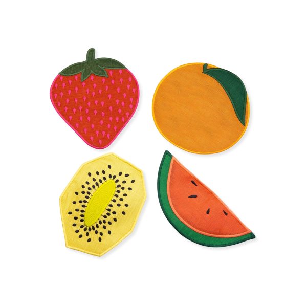 Fruit Salad Linen Cocktail Napkins - Set of 4