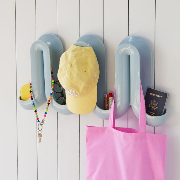 Swell Coat Rack & Wall Organizer - Blue/ Gray
