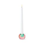 Faceted Orb Crystal Candleholder - Peach/ Teal