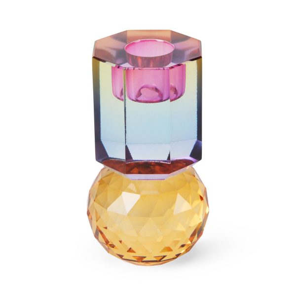 Faceted Crystal Candle Holder - Multi