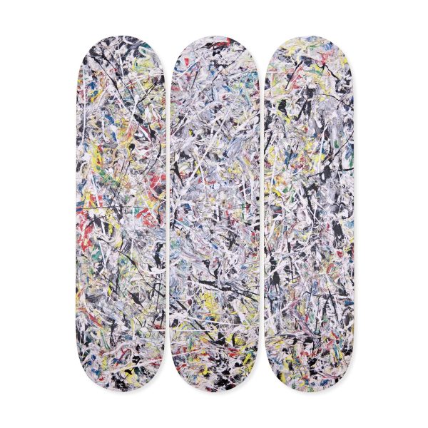 Jackson Pollock White Light Skateboard Triptych from The Skateroom