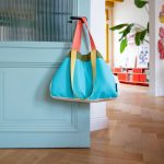 Colorful Oversized Cotton Canvas Tote Bag - Blue