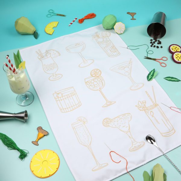 Stitch Your Own Tea Towel - Cocktail