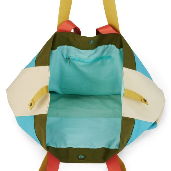 Colorful Oversized Cotton Canvas Tote Bag - Blue